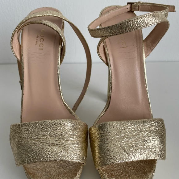 Gucci Leila Metallic Leather Platform Sandals - Picture 3 of 9